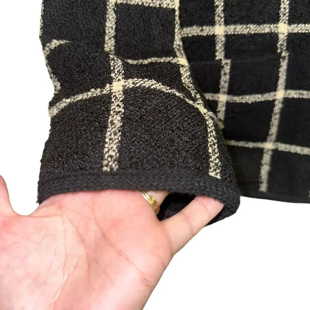 Vintage Koret Wool Blend‎ Blazer 10 Petite Black White Windowpane